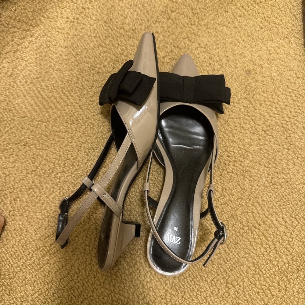 Zara Tan and Black Heels with Bow